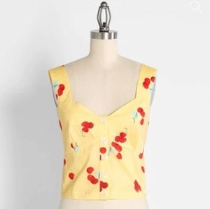 Modcloth Little Darling Retro Cherry Tank Top Small NWT 🍒🍒